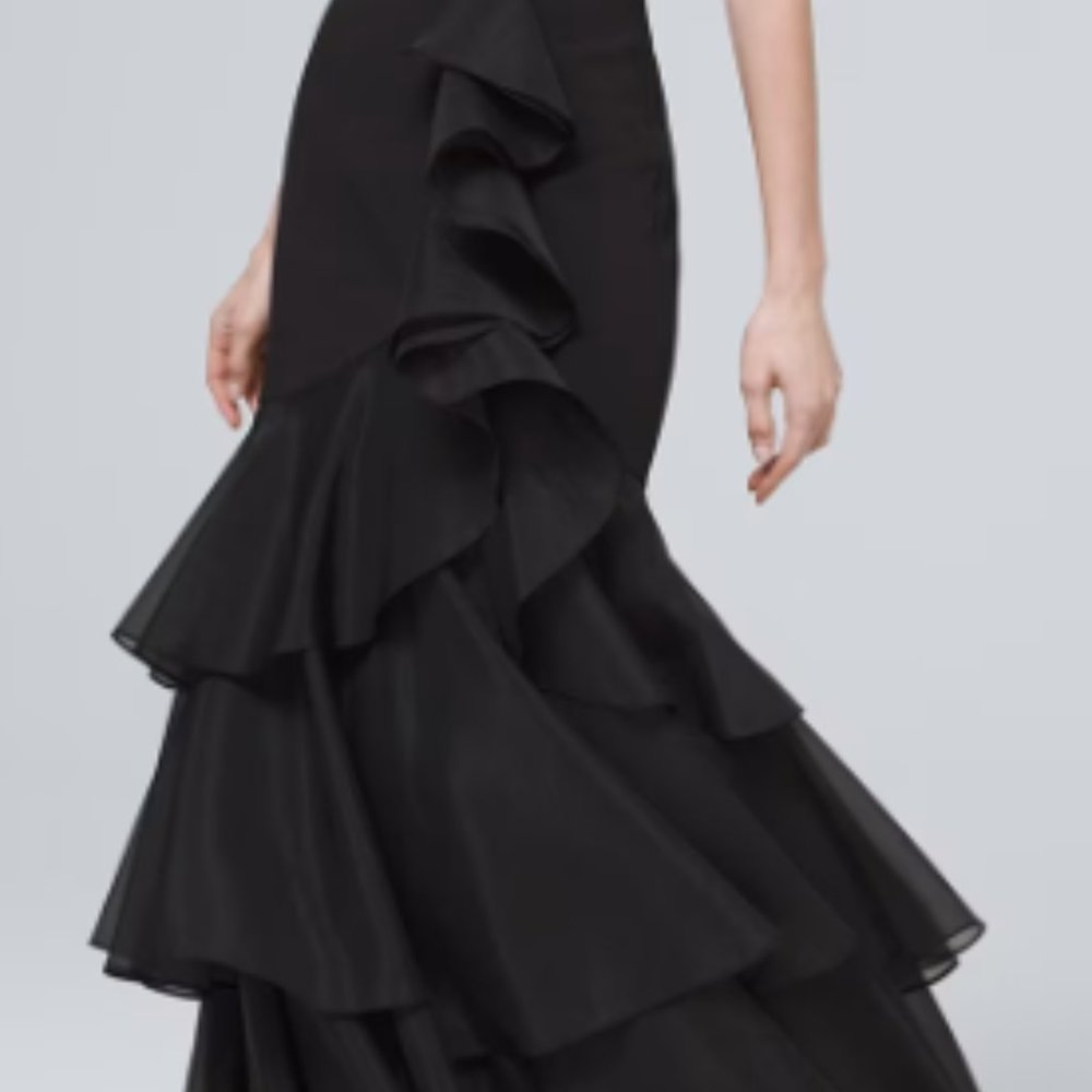 ๐ AIDAN MATTOX Ruffle-Detail Gown NWT Sz 10 ** SOLD OUT ** - Picture 1 of 3